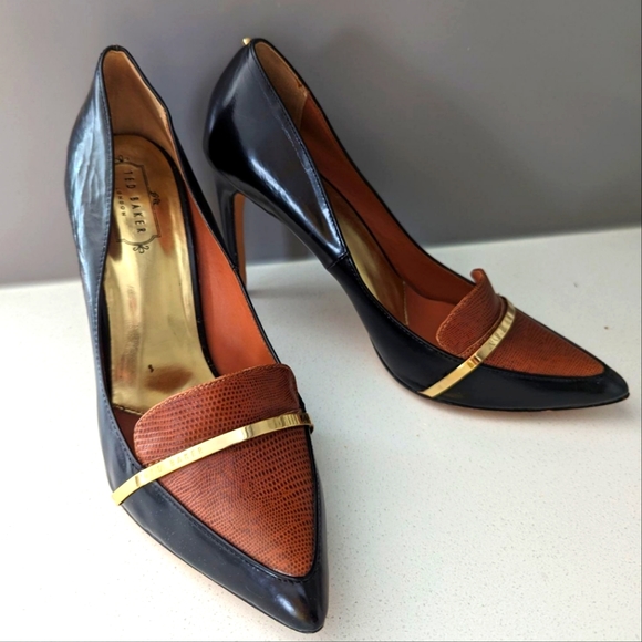 Ted Baker Black + Brown Heels - Picture 1 of 7